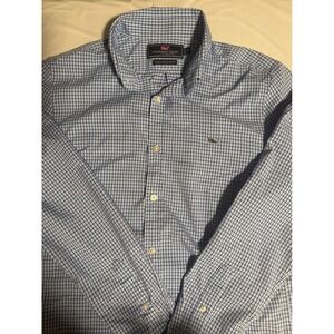 Vineyard Vines Mens Button Down Shirt Slim Fit‎ Whale Blue Checkered S